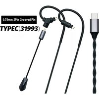 0.78 QDC MMCX Gaming Earphone Cable 3.5mm Type C Long Rod Microphone HiFi Sound Headset Cord for Mobile ESports Open Black Chat
