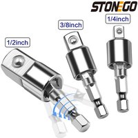 STONEGO-Adaptateur de douille de perceuse électrique, carré rotatif, outil de convertisseur pour tournevis à percussion, 2 tailles, 1/4 ", 3/8", 1/2"