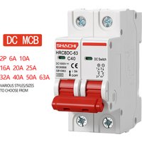 SHACHI 2P DC MCB 1000V Solar Mini Circuit Breaker 3A 6A 10A 16A 20A 25A 32A 40A 50A 63A DC MCB for PV System