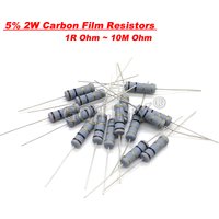 20PCS 2W Carbon Film Resistors 1R-10M 5% 10R 15R 47R 100R 220R 1K 5K 10K 4K7 100K 560K 200K 1M 3M3 Ohm Color Ring Resistance