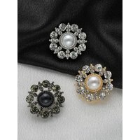 10PCS Pearl Flower Rhinestone Buttons Sparkling Crystal Headwear Accessories Hairpins Decoration Clothes Sewing Tools