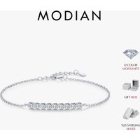 MODIAN D Color Moissanite 925 Sterling Silver Simple Bracelet Round Lab Diamond Chain Link Jewelry For Women Luxury Wedding Gift