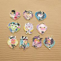 10pcs Cartoon Charm Jewelry Accessories Enamel Necklace Earring Pendant Diy Making Craft Supplies Alloy Metal Gold Plated