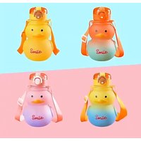 650ml Cute Water Bottle for Girls with Straw Portable Children's Kawaii Duck Kettle Summer Large Capacity Plastic Drinking Cup