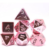 7 Piece Plated Pink For Dice Set Polyhedral Tabletop Game Dice Role-Playing RPG Dice