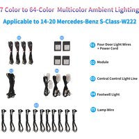 for Mercedes Benz S-Class W222 7 Colors 64 Colors LED Ambient Light Colorful W222 Car Atmosphere Light Accessories