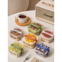 Trendy Square Tiramisu Box Milk Bean Cake Disposable Baking Packaging Box Transparent Commercial Stall Bakery Takeout Kitchen