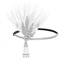Gatsby Cosplay Dress Headwear Diamond Feather Headwear Korean Style Headband Masquerade Party Accessories Sequin Hair