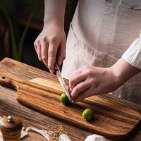 Acacia Wood Cutting Board - Wooden Kitchen Cutting Board Suitable for Meat, Cheese, Bread, Vegetables, and Fruits - Deli Board with Handle and Cheese Serving Board 1Pc
