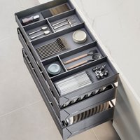 3 Layers Kitchen Cabinet Interior Organizers Pull Out Dish Shelf Multi-function Cutlery Storage Drawer Basket