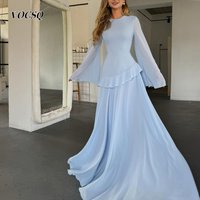 Women‘s Evening Dresses New Sky Blue Summer Party Dresses Chiffon Elegant Prom Dress فساتين للمناسبات الخاصة Customized