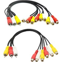 Nku 3RCA Male-Female Audio Video AV Cables 3 RCA Male To 6 RCA 9RCA Female Jack Splitter Adapter Cable for DVD Player TV box
