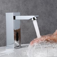 Bathroom Touchless Faucet Toilet Basin Sink Infrared Motion Sensor Tap Deck Mounted Intelligent Automatic Square Faucet