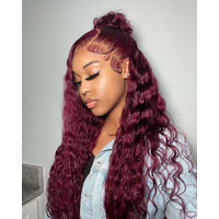13x4 Curly 99J Burgundy Lace Front Wigs Red Wine Colored Deep Wave 13x4 Transparent Lace Frontal Human Hair Wigs For Women 200% Density Deep Wave 99J Burgundy 13x6 Lace Frontal Wig Human Hair Curly 30