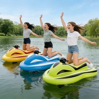 Electric Inflatable Jet Ski For Kids 6-8KM/H IPX7 Waterproof Rechargeable Motorboat Summer Water Toy Pool Float Holiday Gift