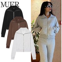MUJER 2026 Cropped Jacket Woman Zipper Varsity Jackets for Women Long Sleeve Winter Coat Female Streetwear Women's Jackets Sets