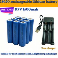 New 18650 rechargeable lithium battery 3.7V 1500mah free charger suitable for doorbell smart lock headlight laser pen flashlight