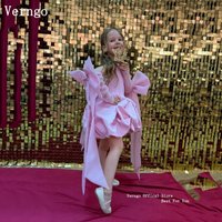 Verngo Cute Pink Satin Girl Birthday Party Dress Bow Celebrity Ball Gown Princess Princess Kid Gowns платье летнее Customized