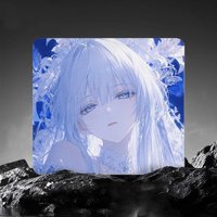 Glass Gaming Mouse Pad Japan Blue Anime Girl For Smooth Hard Tempered Photovoltaic Surface for FPS ESports Gaming & Office Use