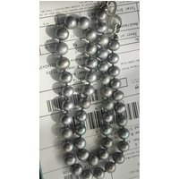 Brand new AAAA++9-10mm Japanese Akoya round gray pearl necklace with 925silver clasp