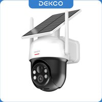 Dekco 3MP 100 % kabellose Solar-WLAN-Kamera, 5000 mAh Akku, Zwei-Wege-Audio-Überwachungskamera, kabelloses Solarpanel, PTZ-CCTV-Kamera