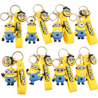 New Anime Minions Keychain Cartoon Child Toy Gift Key Ring Pvc Minion Doll Cute School Bag Pendant Car Key Chain Accessories