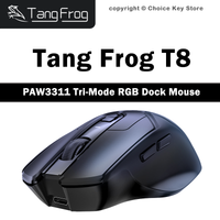 TangFrog T8 Tri-Mode Wireless Gaming Mouse PAW3311 24000 DPI RGB Charging Dock Bluetooth 1000Hz Lightweight for Win Mac