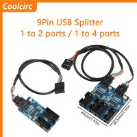 Coolcirc 9Pin USB Splitter USB Female Interface Header Splitter 1 to 2 Extension Cable Adapter 9Pin 1 to 4 USB HUB Connector