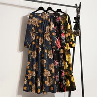 Robe longue en mousseline de soie pour femmes, manches longues, style bohème décontracté, taille haute, pour la plage, motif floral, automne