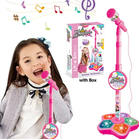 Kids Microphone Toy with Stand Karaoke Song Music Instrument Toys Brain-Training Educational Toy Birthday Gift for Girl Boy