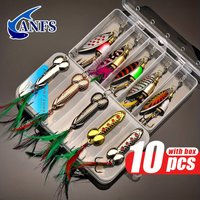 ANFS 10pcs metal Fishing Lures with Tackle Box - 5pcs VIB Fishing Lures with 5pcs Spinner Baits,Perfect for Freshwater Saltwater
