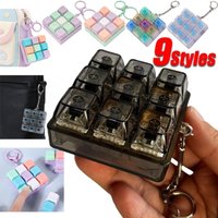 9 Keys Keyboard Keychain Stress-Relief Toys Clicking Keyboard Toy DIY Button Keycap Keyring Birthday Gifts for Friends