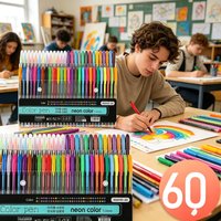 12-60Pcs Metallic Glitter Gel Pens with 100 Matching Refills, Shiny Highlighter Markers for Coloring, Drawing & DIY Art Projects