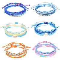 3PCS Surf String Wave Cord Bracelets for Women Girls Teens Friendship Boho Handmade Waterproof Adjustable Braided Beach Holiday