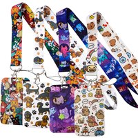 Cartoon Rainbow Cats Lanyard Keychain ID Credit Card Cover Pass Mobile Phone Charm Neck Straps Badge Holder Key Holder