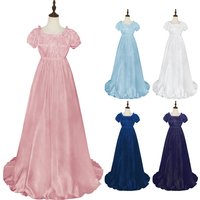 Medieval Dress Women Off Shoulder Renaissance Victorian Regency Dress Costume Wench Retro Gown Halloween For Women Pink Blue