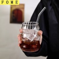 FOME 1/2pcs 500ml Glass Cups With Straw And Wooden Lid For Juice Coffee Milk Drinkware Large capacity Suitable For Office Use