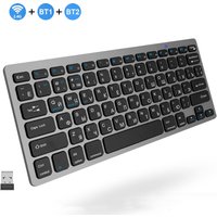 Russian English Layout Slim Wireless Keyboard Bluetooth & 2.4G Dual Mode Keyboard Compact Ergonomic for Windows ios Android
