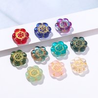 5pcs 13*14mm Glass Flower Shaped Beads With Golden Edge Colored Spacer Beads for DIY Necklace Bracelet Jewelry Making Supplies