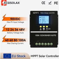 Ecgsolax 100A 40A 60A 80A Mppt Solar Charge Controller 12V 24V 36V 48V Dual USB Solar Panel Charger Controller