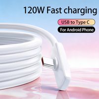 USB Type C 120W 6A Fast Charging Data Cable Elbow Android Phone for Samsung S25 Huawei Xiaomi 15 Oppo Data transfer USB C Cord