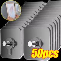 50pcs Self-Adhesive Hook Strong Adhesive Picture Frame Nails Hooks Transparent Seamless Wall Hangers Hanging Clock