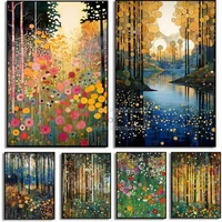 Gustav Klimt Farm Garden Posters Klimt Flowers Prints Canvas Painting Floral Wall Art Pictures Home Living Room Vintage Decor