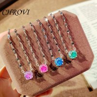 925 Sterling Silver Octagonal Rose-Cut Paraiba Diamond Necklace High-Color Gem Lips Chain Colorful Diamond Pendant for Women