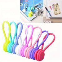 Colorful Reusable Twist Silicone Ties with Strong Magnet for Bundling and Organizing Cables Headphone Cables USB Charging Cords