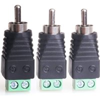 3pcs RCA Phono Male Plug to AV Screw Terminal Connector Solderless Converter Audio Video for Speaker Wire Adapter