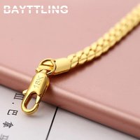 Men 925 Sterling Silver 18K Gold 8 Inches 6MM Side Chain Bracelet For Women Fashion Charm Jewelry Wedding Gift Accessories