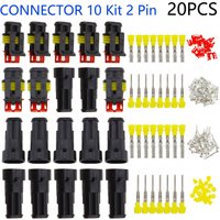 10Kits 2Pin Waterproof Electrical Connector IP67 Auto Xenon Lamp Socket Wire Plug 1.5mm Terminals for Car Motorcycle Marine