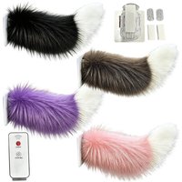 Remote Control Electric Wagging Fox Tail Scooter Plush Faux Furs Car Exterior Rear Decoration Moving Animal Tail Accessories