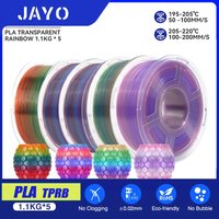 JAYO 5Rolls pla transparent rainbow 3D Printer Filament 1.75mm 100% No Bubble FDM 3D Printer Materials DIY Gift for 3D Printer